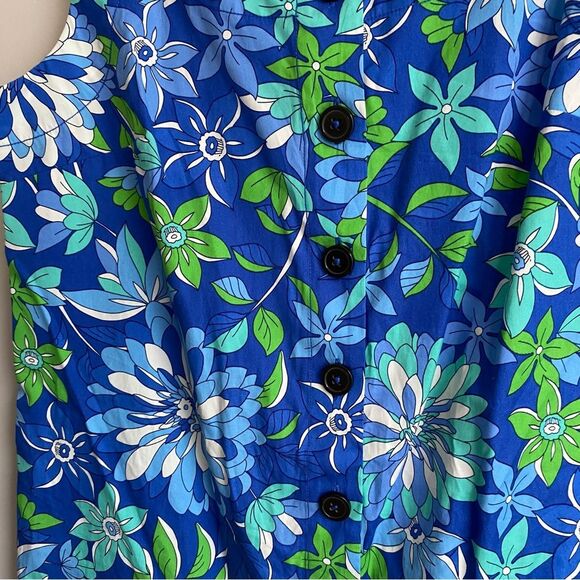 J. Crew Button-front 100% cotton shift dress in cobalt floral Small NWT - Picture 4 of 8